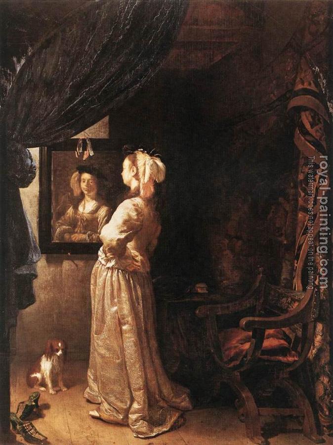 Frans Van Mieris The Elder : Woman before the Mirror
